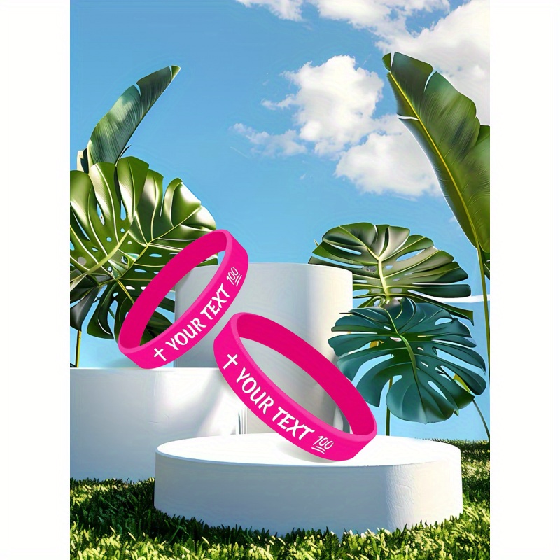 65pcs Custom Silicone Wristbands, Personalized Text